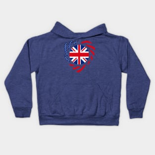 British American Multinational Patriot Flag (Heart) Kids Hoodie